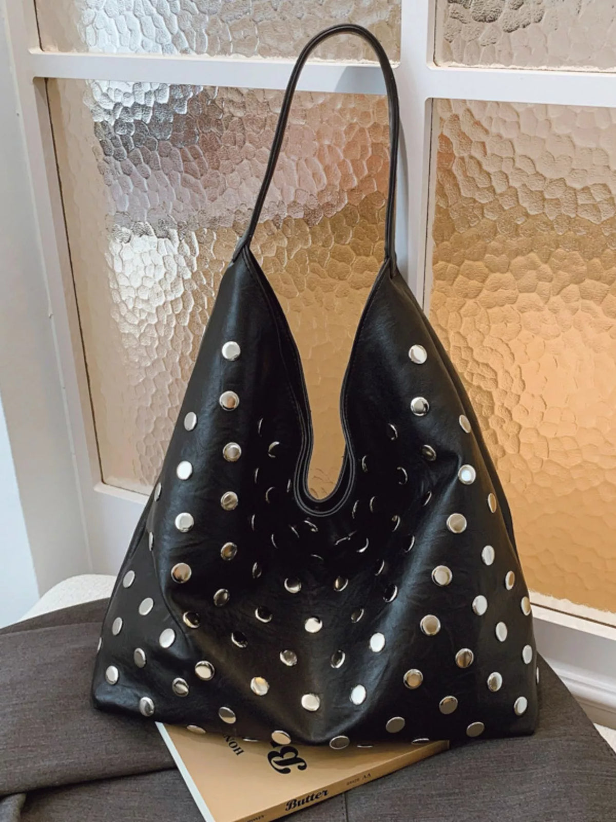 Studded Hobo Shoulder Bag - Lilixa.store