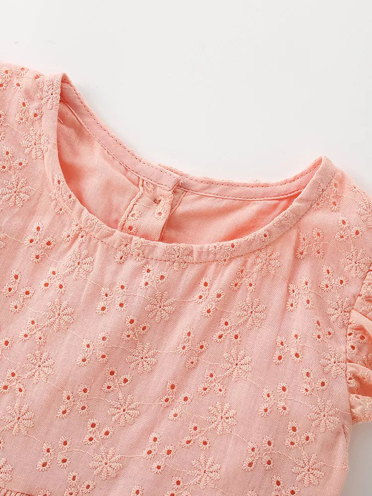 Children's Eyelet Flutter Sleeve Dress - Lilixa.store