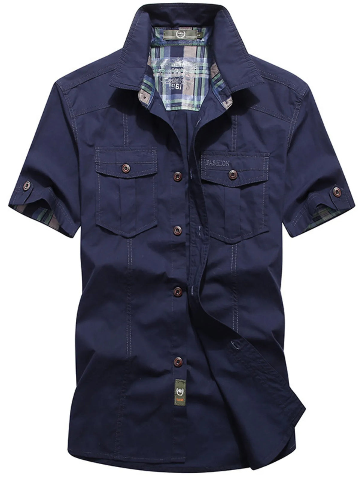 Men's Plus Size Casual Short Sleeve Cargo Shirt - Lilixa.store