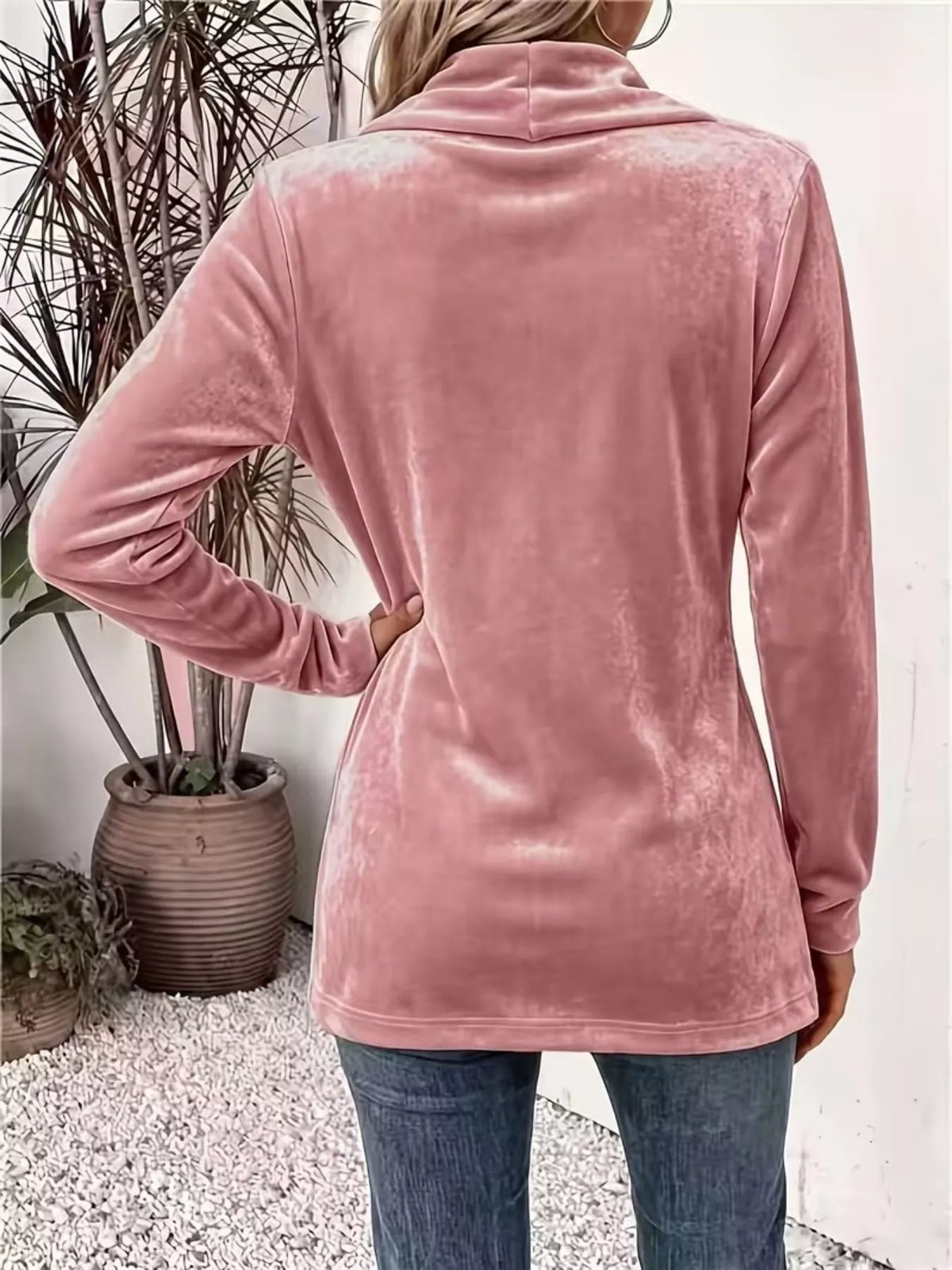 Full Size Velvet Open-Front Cardigan Plus Size, view 4