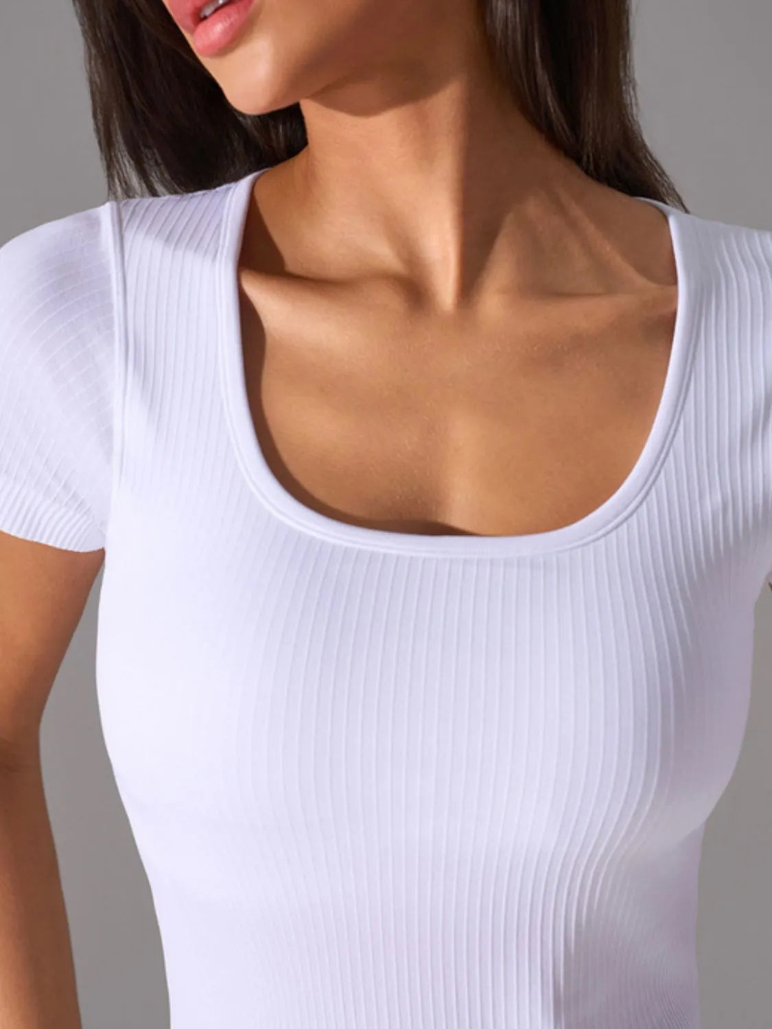 Square Neck Active T-Shirt with Detachable Chest Pads, view 3