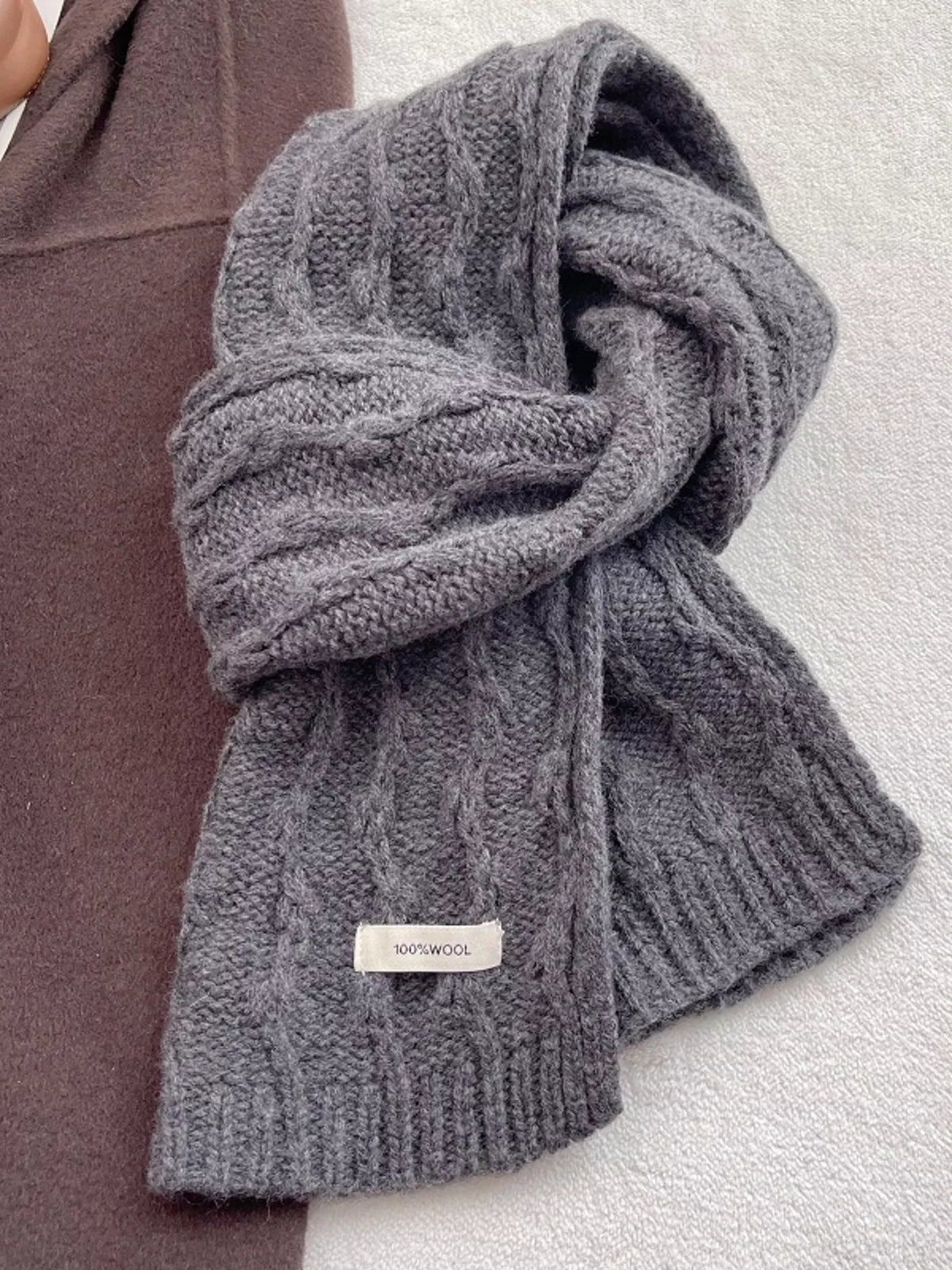 Wool Cozy Cable Knit Scarf - Lilixa.store