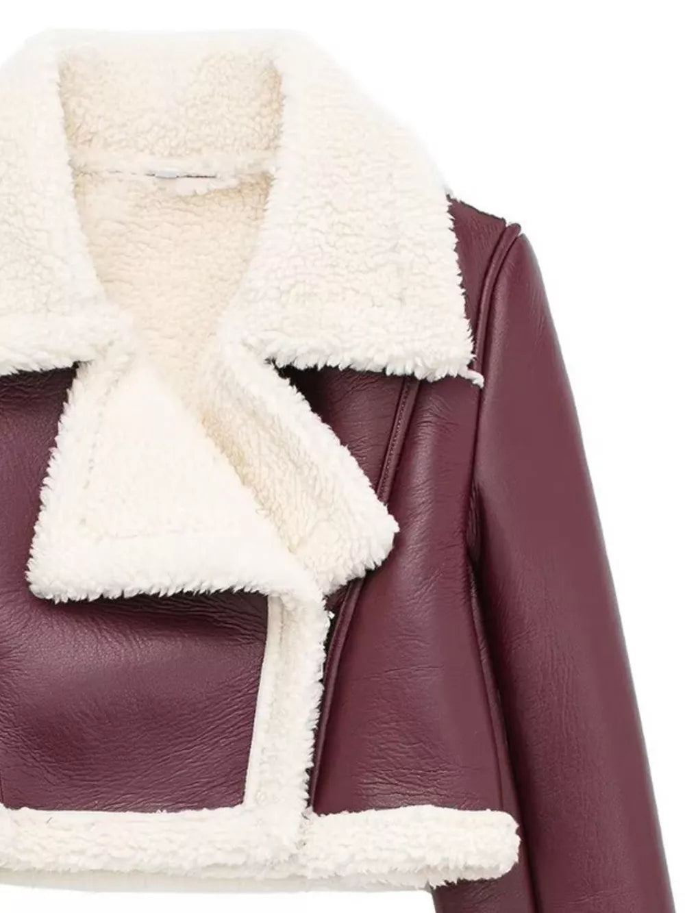 Collared Neck Long Sleeve Plush Cropped Jacket, view 18
