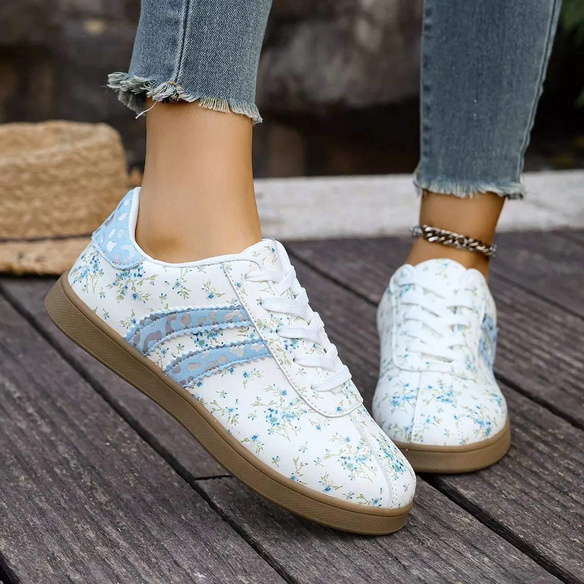 Floral Print Flats Sneakers - Lilixa.store