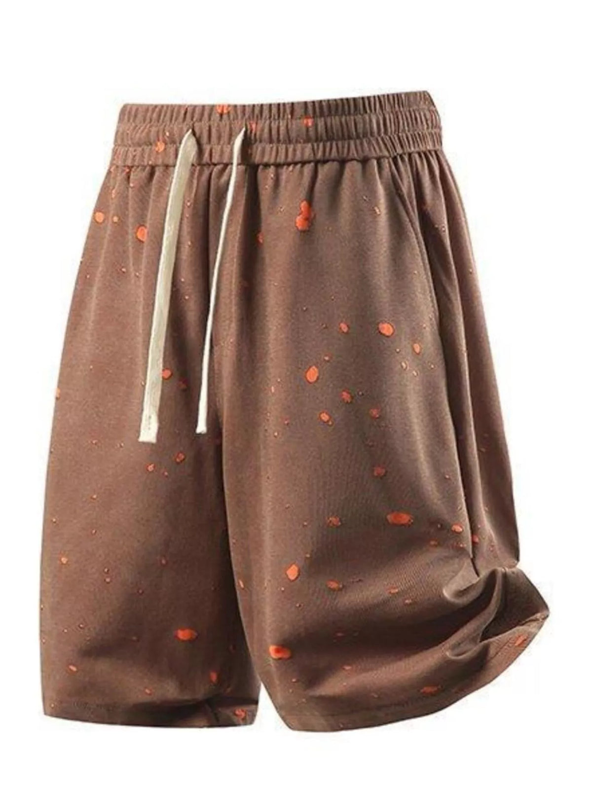 Men's Plus Size Casual Drawstring Elastic Waist Shorts in Brown