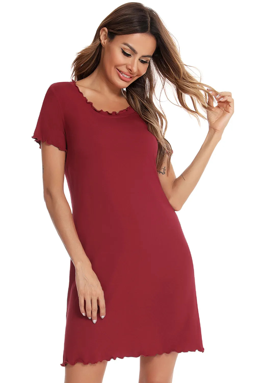 Round Neck Short Sleeve Lounge Dress - Lilixa.store