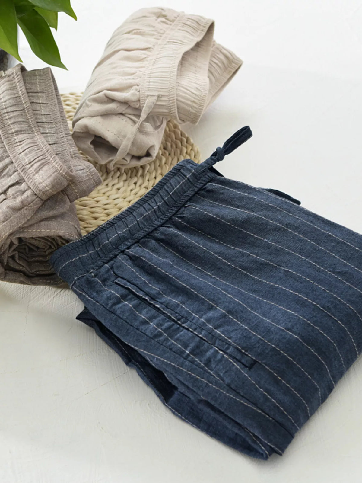 Men's Striped Casual Pants in Royal Blue, view 2