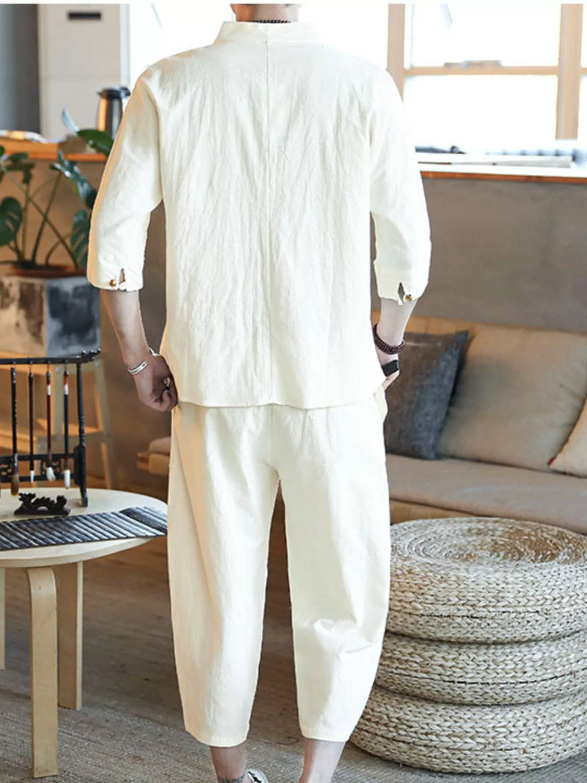 Men's Plus Size 3/4 Sleeve Top and Pants Set - Lilixa.store