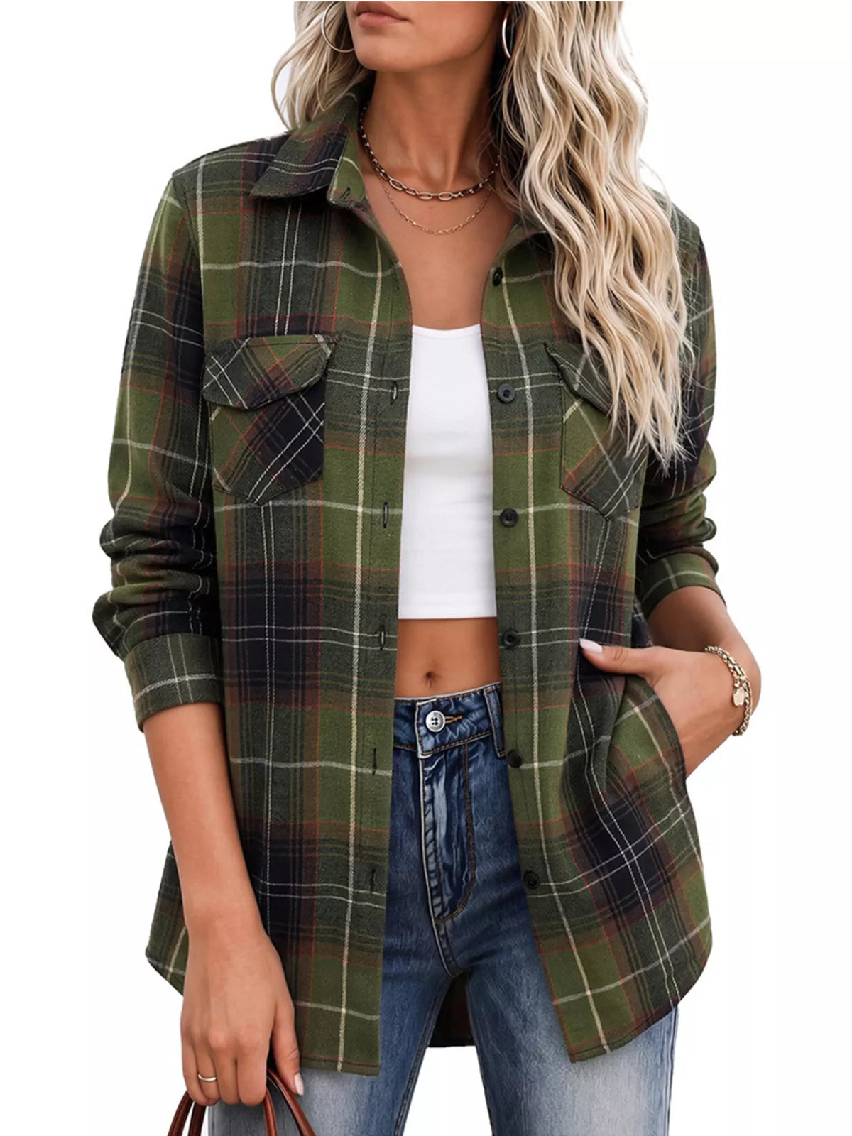 Casual Plaid Button-Down Shirt - Lilixa.store