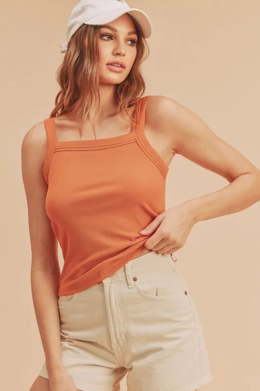Aemi + Co Square Neck Wide Strap Tank - Lilixa.store