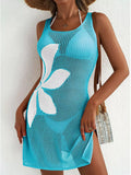Side Slit Flower Crochet Knit Cover Up Dress - Lilixa.store