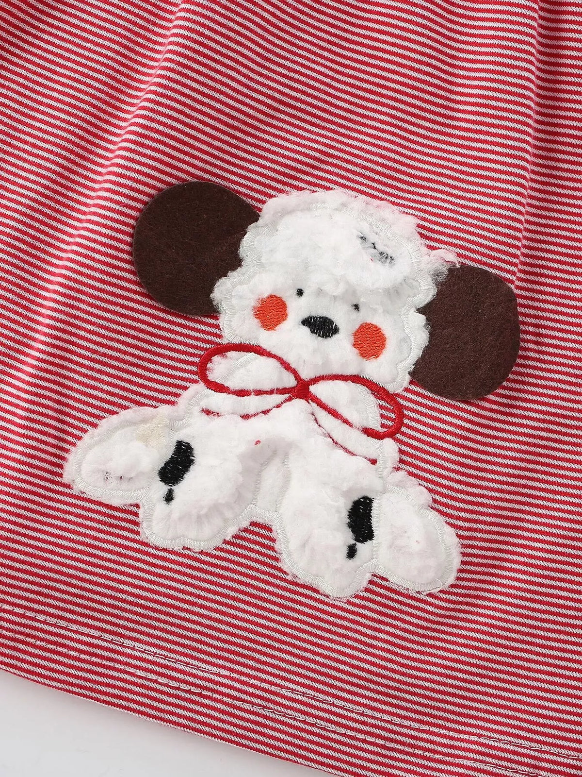 Children's Striped Long-Sleeve Casual Dress with Puppy Applique - Lilixa.store