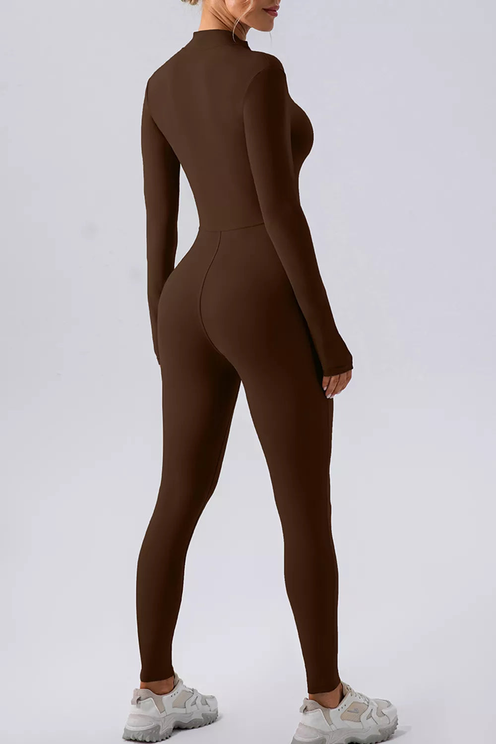 Half Zip Mock Neck Active Jumpsuit - Lilixa.store