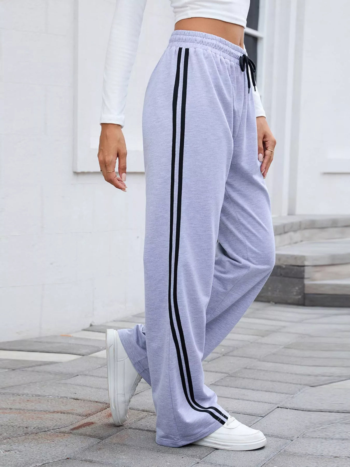 Side Striped Wide Leg Pants - Lilixa.store