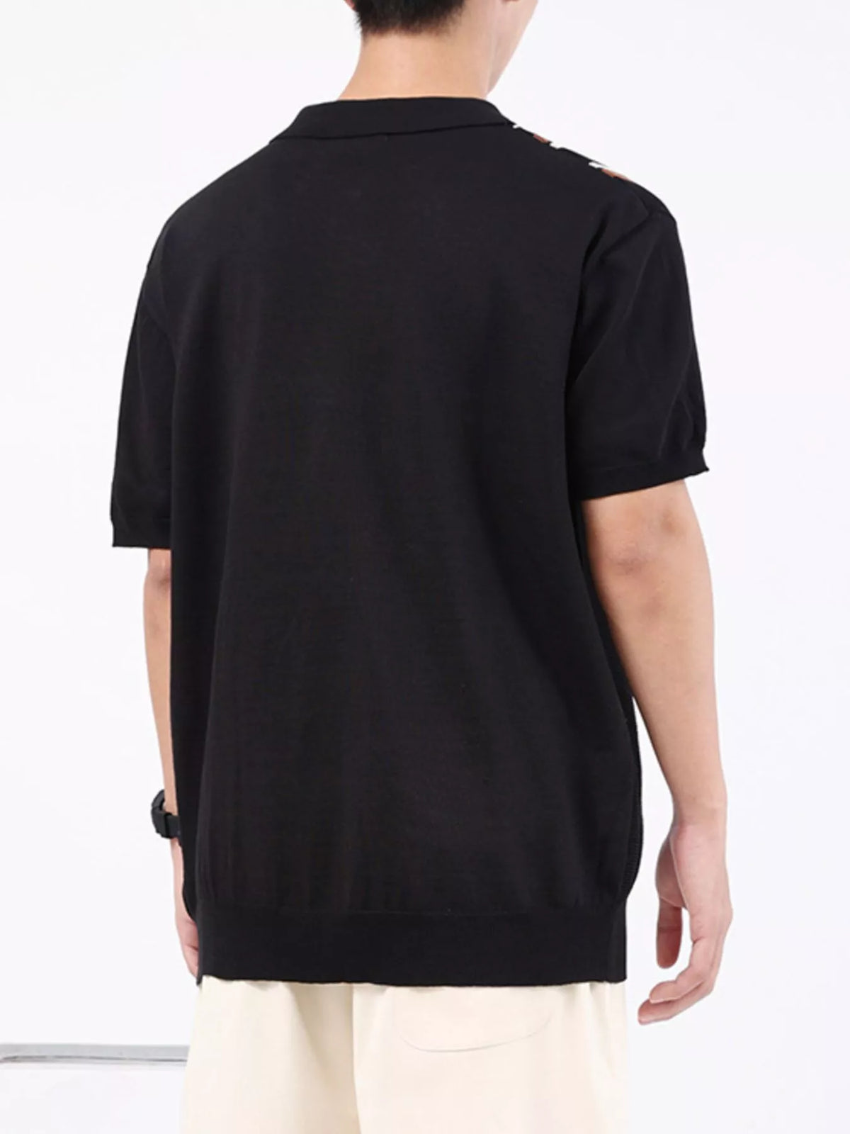 Men's Striped Knit Zipper Polo Plus Size, view 3