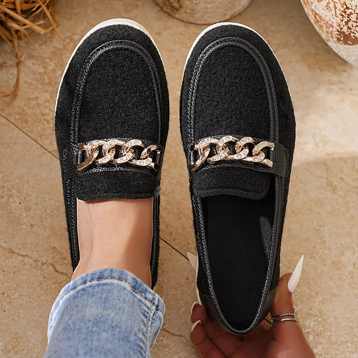 Round Toe Platform Slip-Ons