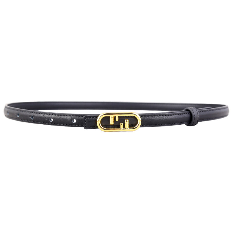 Buckle Leather Skinny Belt - Lilixa.store