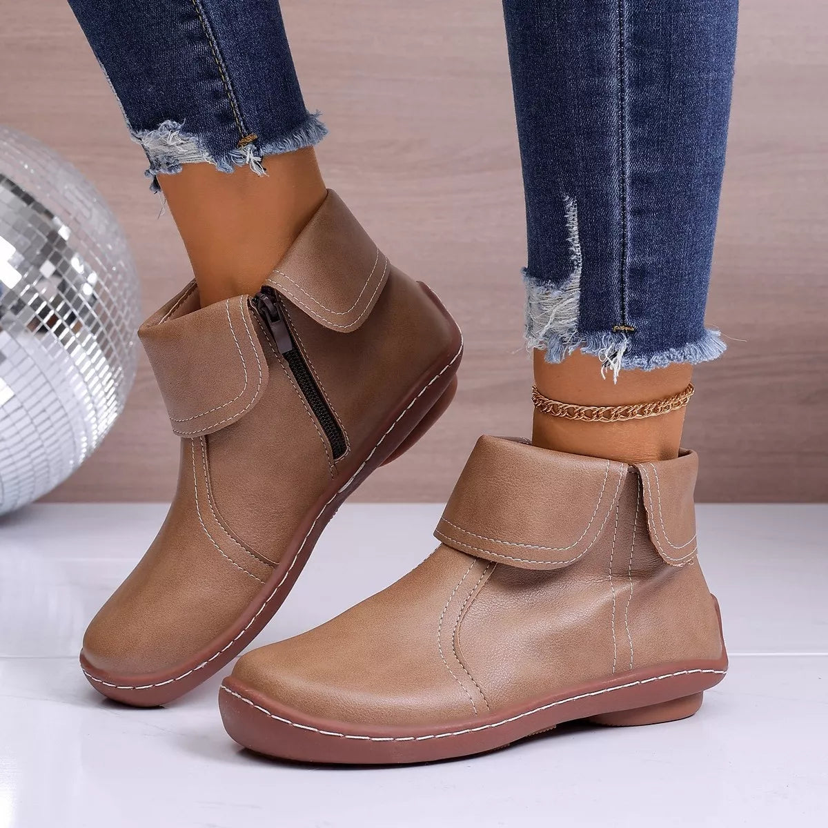 Round Toe Side Zipper Boots - Lilixa.store