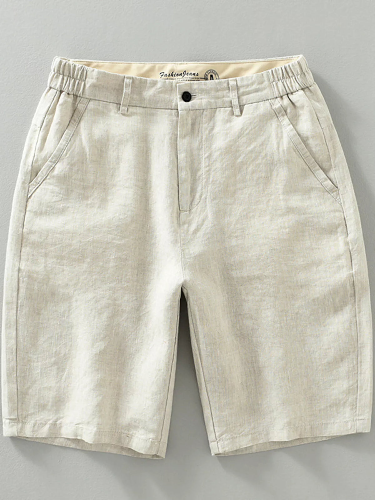 Men's Plus Size Casual Pocketed Shorts in Beige