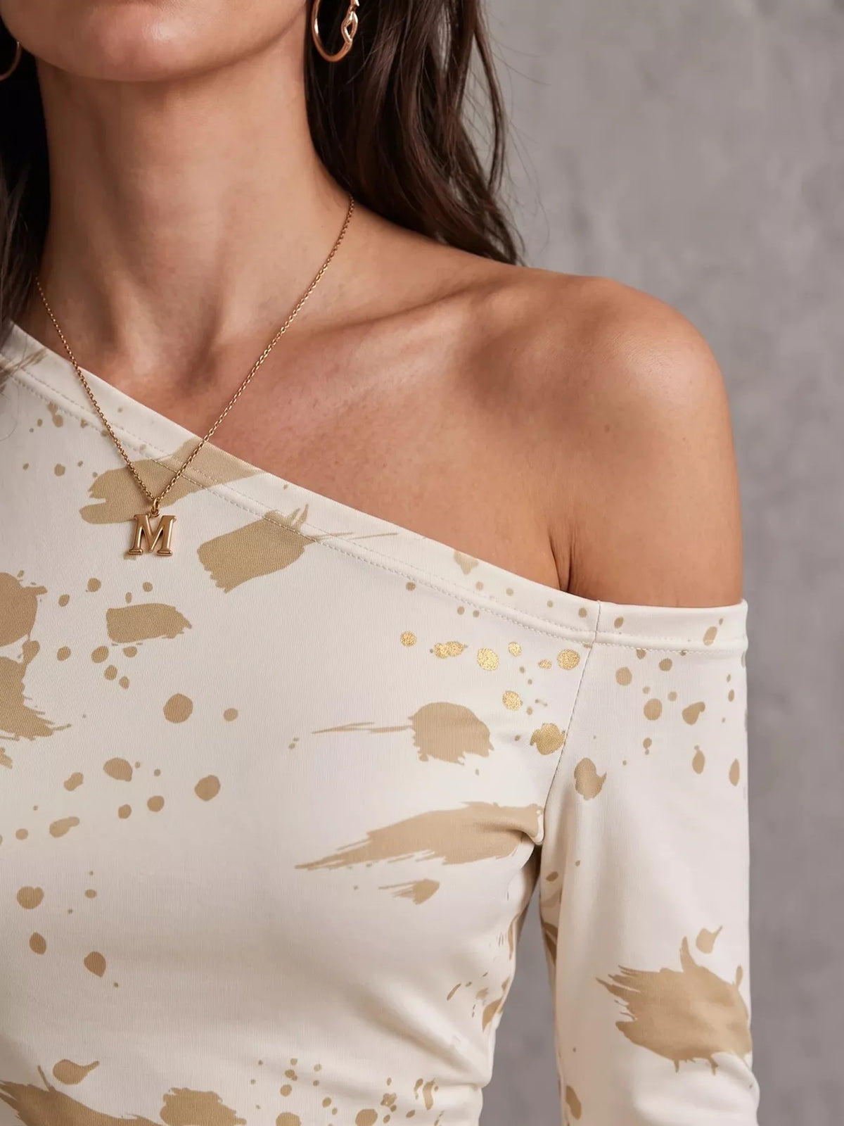 One-Shoulder Long Sleeve Paint Splatter Bodycon Mini Dress - Lilixa.store