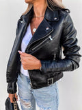 Full Size Zip Up Leather Motorcycle Biker Jacket Plus Size - Lilixa.store