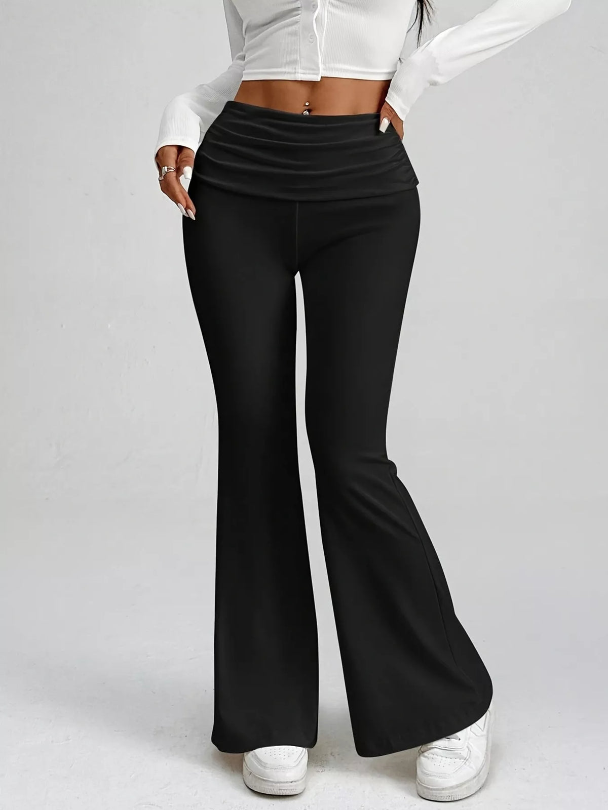 High-Waisted Polka Dot Flare Pants - Lilixa.store