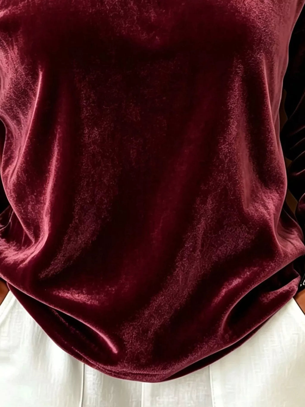 Full Size Velvet Asymmetrical Neck Sweatshirt with Buckle Detail Plus Size - Lilixa.store