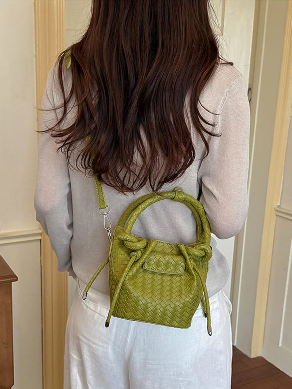 Woven Bucket Crossbody Bag