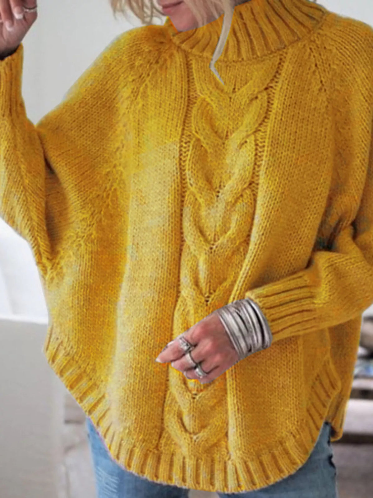 Cable-Knit Long Sleeve Sweater - Lilixa.store