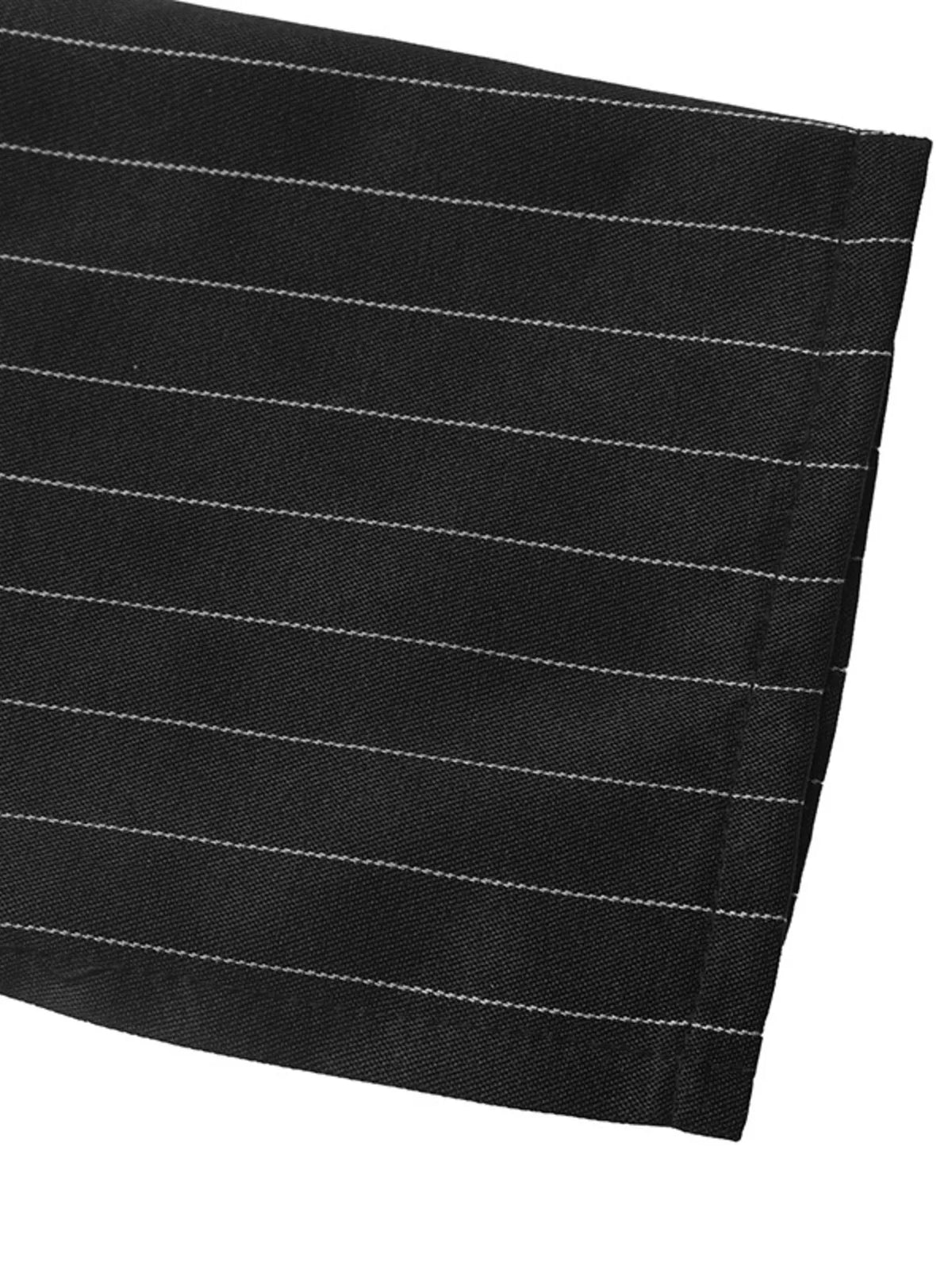Striped Long Sleeve Peplum Blouse in Black, view 10