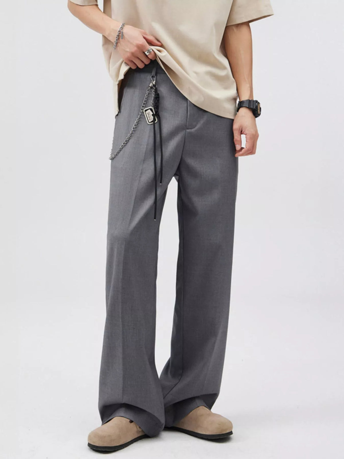Men's Wide Leg Pants in Grey