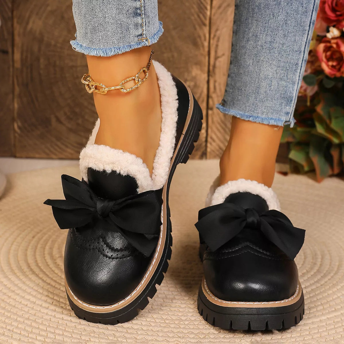 Bow Round Toe Loafers