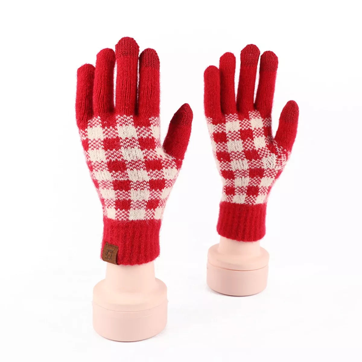 Heart Pattern Knitted Touchscreen Gloves - Lilixa.store