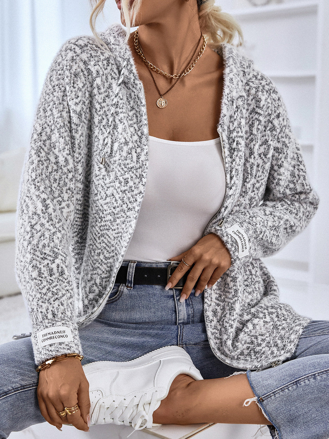 Zip-Up Hooded Sweater, view 2