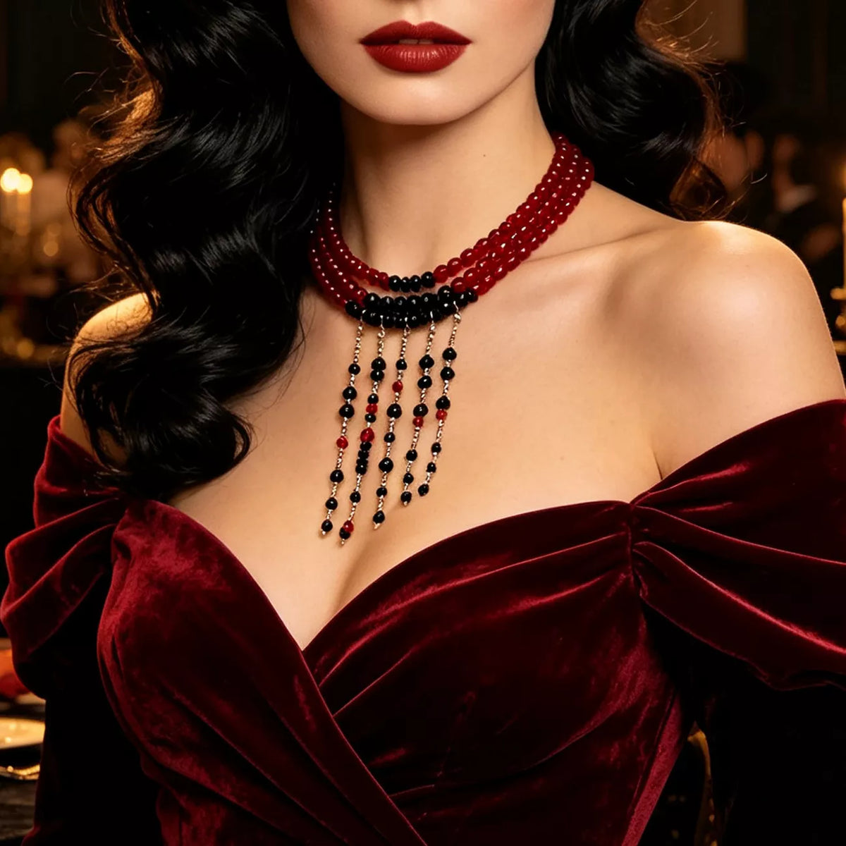 Gothic Multi-Layered Beaded Necklace - Lilixa.store
