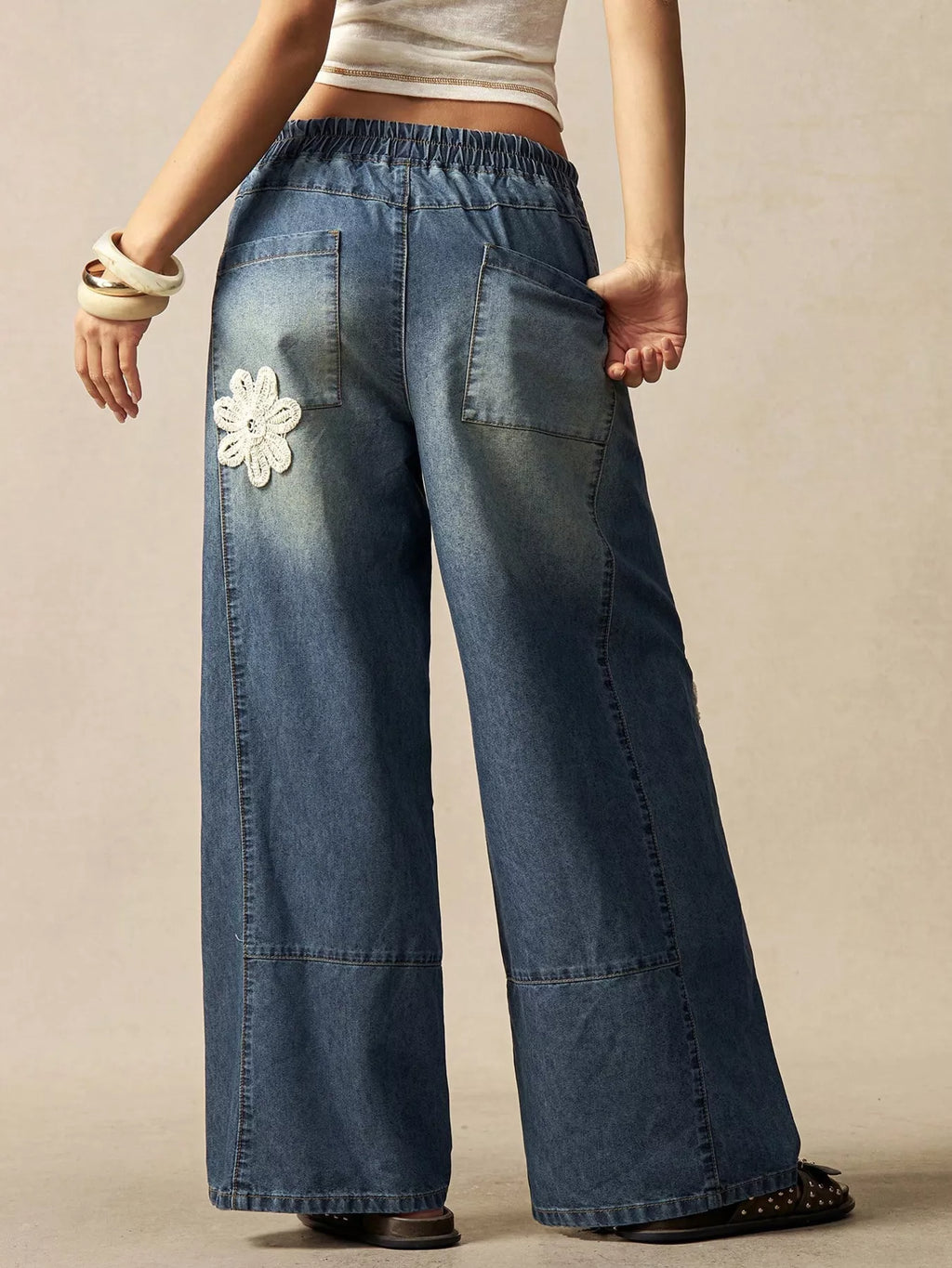 Wide-Leg Drawstring Jeans - Lilixa.store