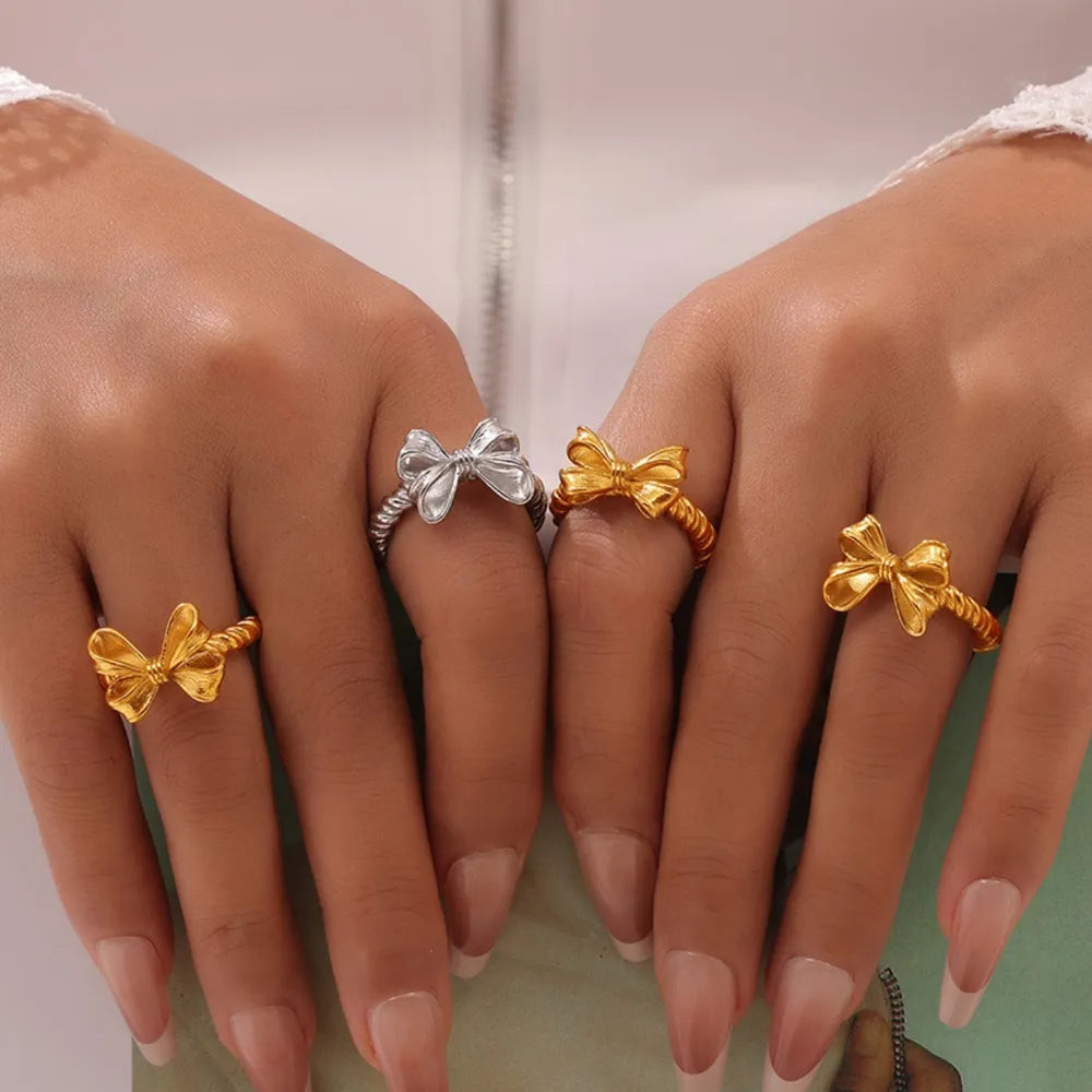 Twisted Titanium Steel Bow Ring - Lilixa.store