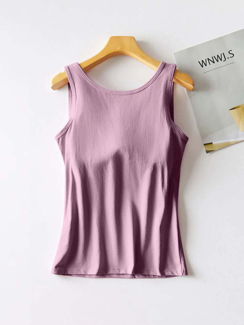 Round Neck Tank with Bra - Lilixa.store