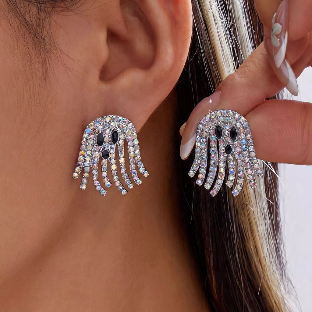 Halloween Rhinestone Ghost Shape Earrings – image 1 | Lilixa Spooky Season