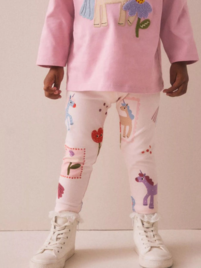 Children's Unicorn & Floral Print Leggings - Lilixa.store