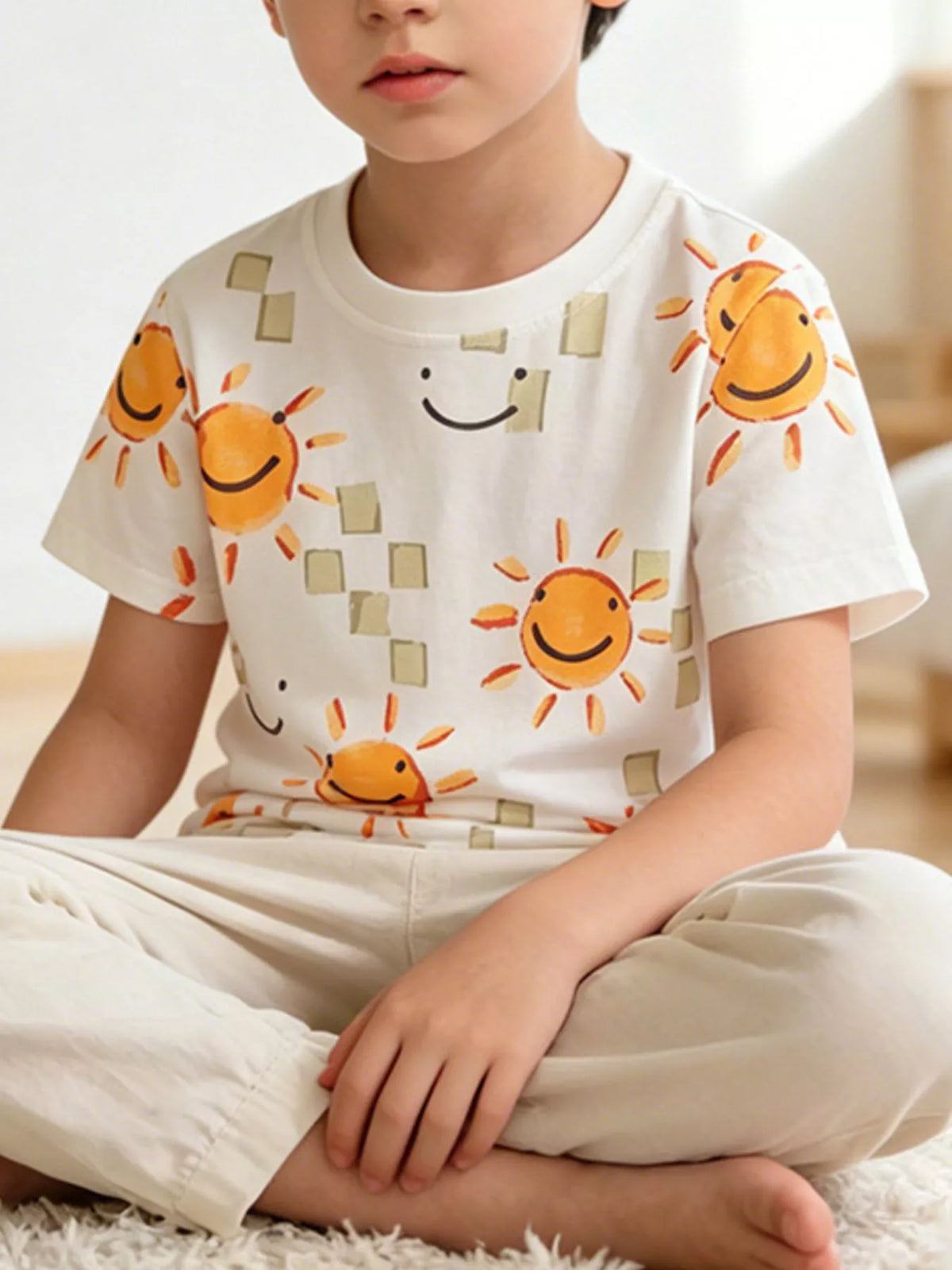 Children's Smiley Sun Print T-Shirt - Lilixa.store