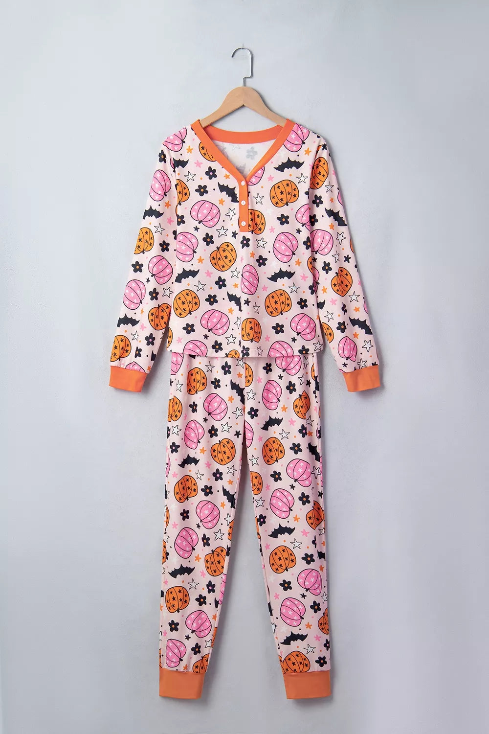 Halloween Pumpkin Print Long Sleeve Home Wear Lounge Set - Lilixa.store