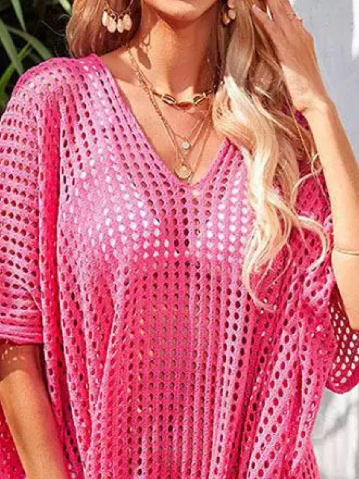Crochet Rainbow Trim Cover-Up Dress - Lilixa.store