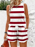 Striped Tank Top and Shorts Set - Lilixa.store