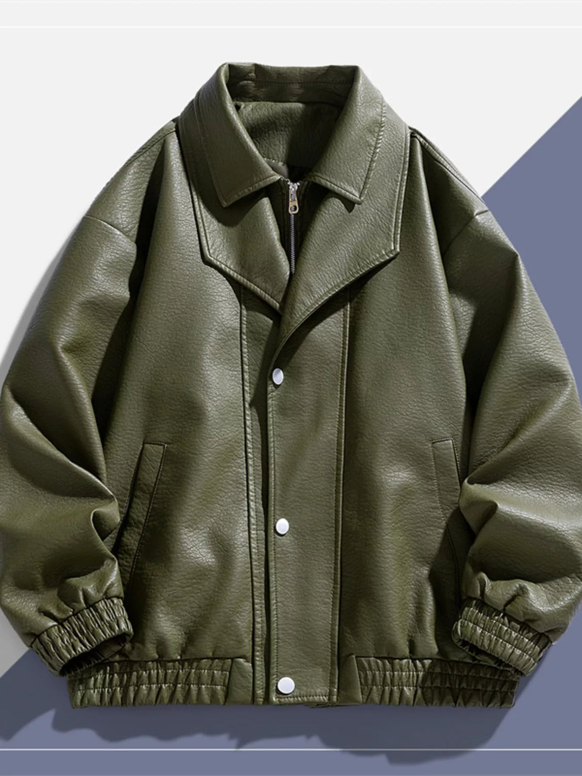 Men's Plus Size Faux Leather Bomber Jacket - Lilixa.store
