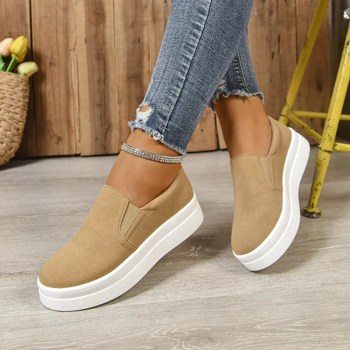Round Toe Platform Slip-Ons - Lilixa.store