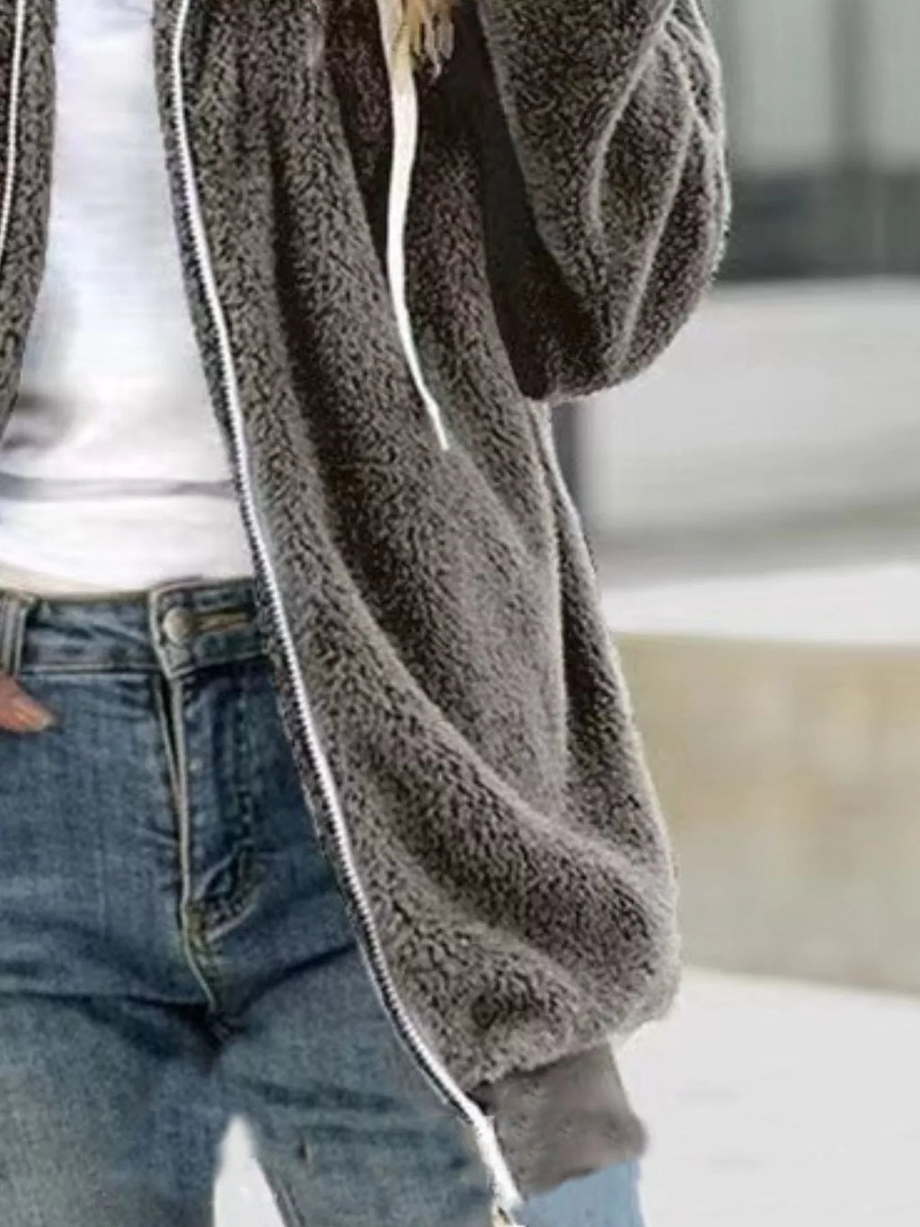 Full Size Cozy Fleece Zip-Up Hooded Jacket Plus Size - Lilixa.store