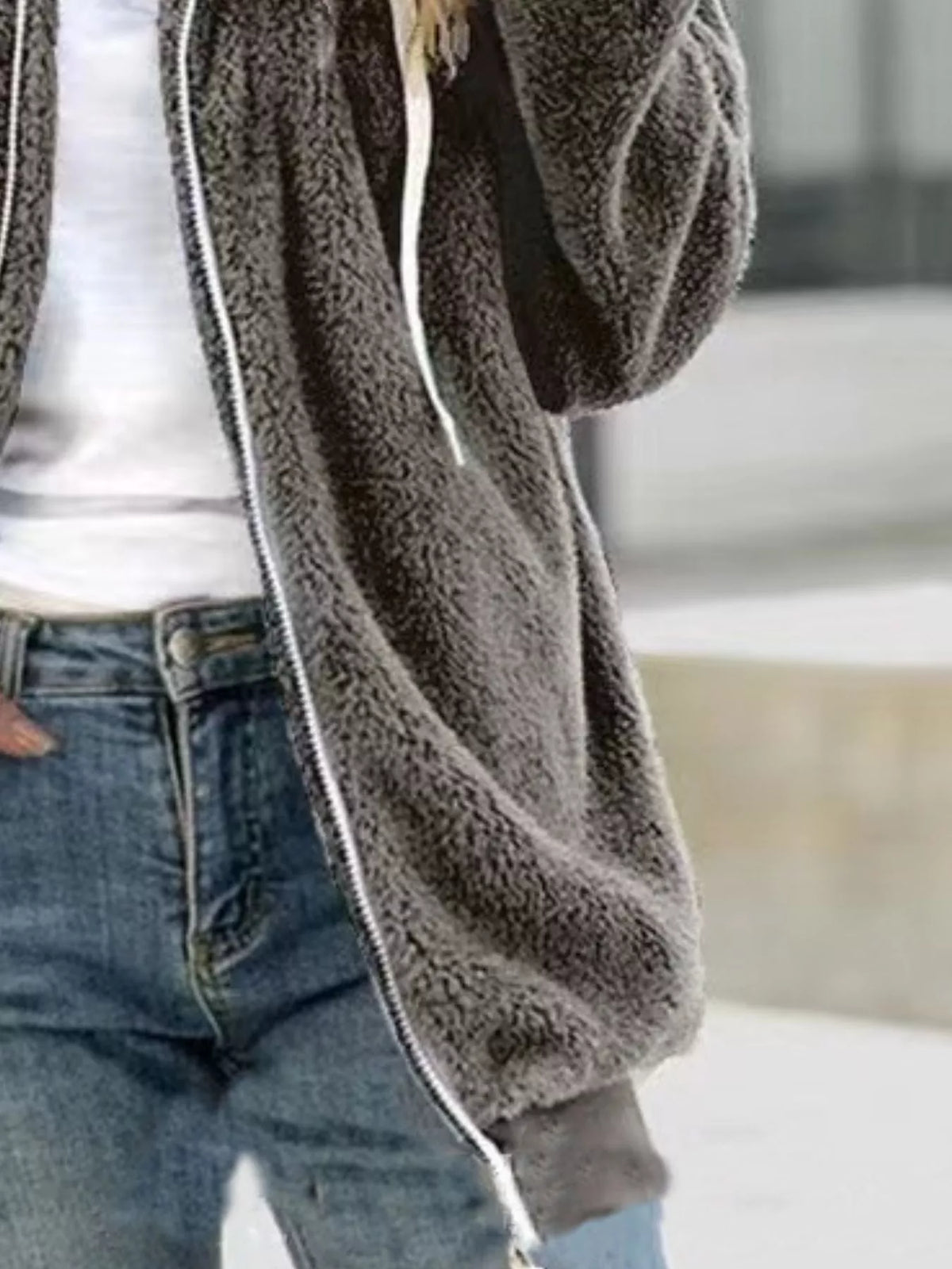 Full Size Cozy Fleece Zip-Up Hooded Jacket Plus Size - Lilixa.store