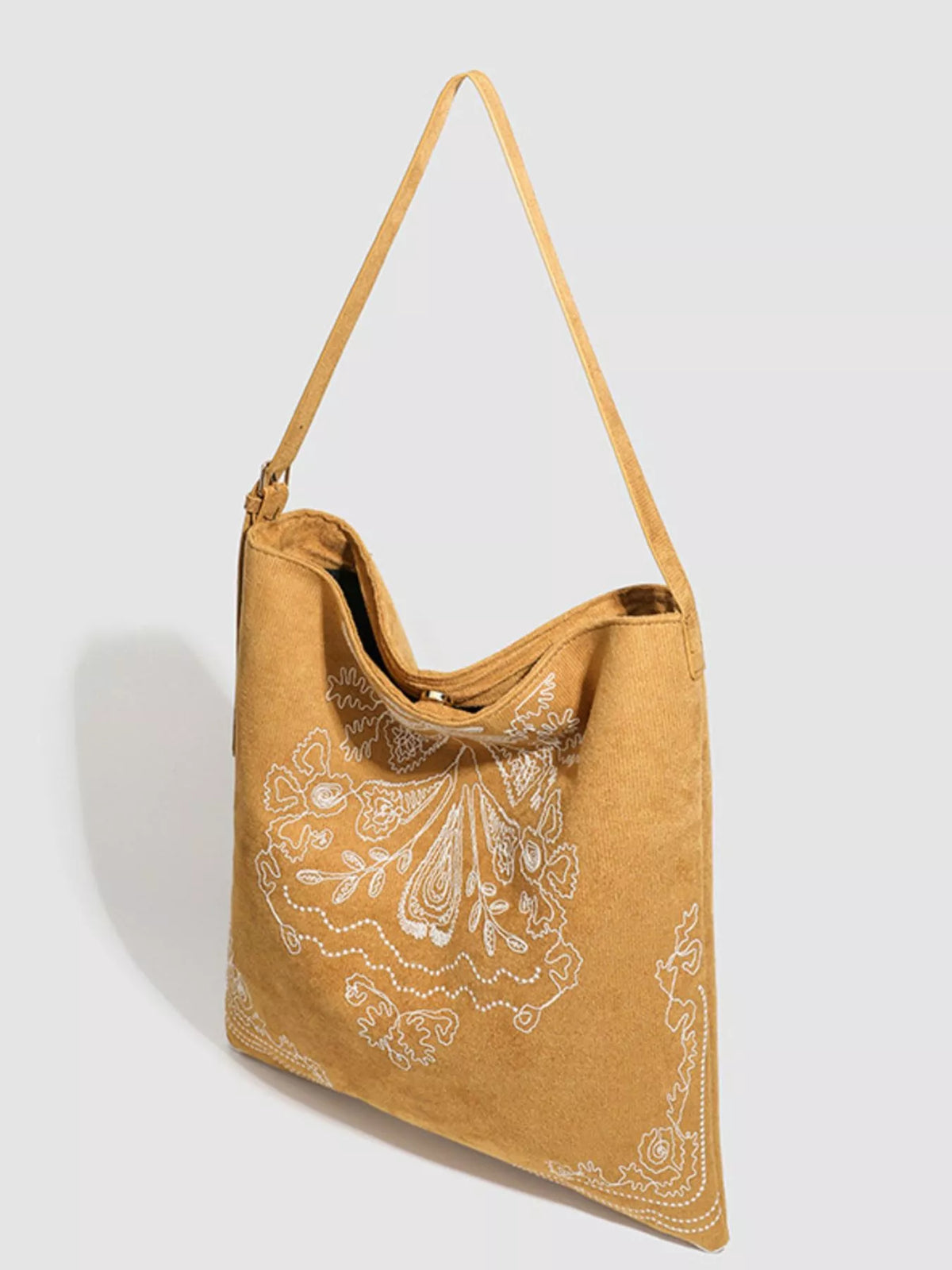 Embroidered Suede Handbag