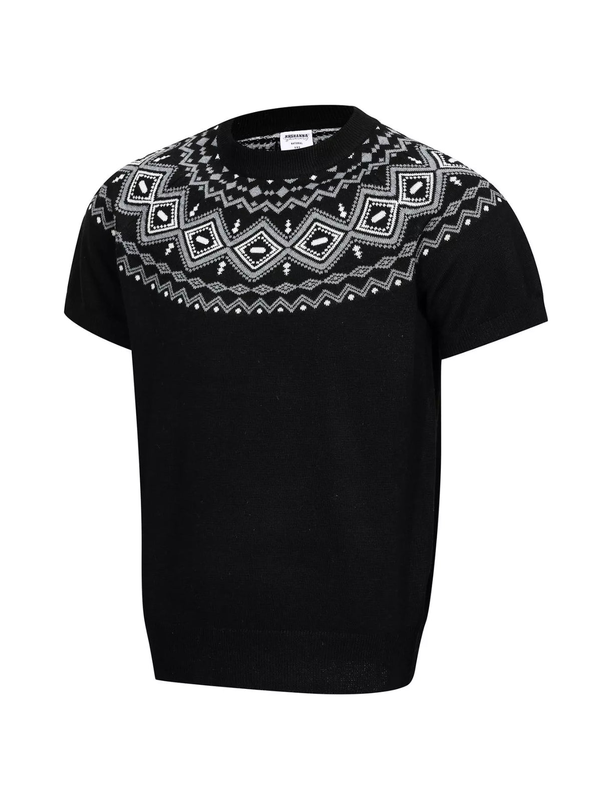Men's Short Sleeve Fair Isle Pattern Knit Top - Lilixa.store